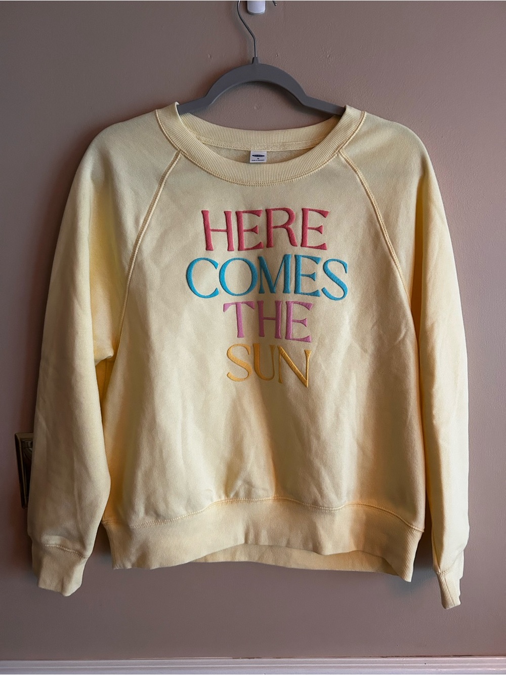 Old Navy Yellow 'Here Comes The Sun' Crewneck Sweatshirt